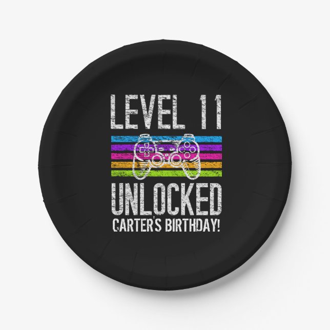 Assiettes En Carton Niveau 11 Déverrouillé 11e anniversaire Papier per (Devant)