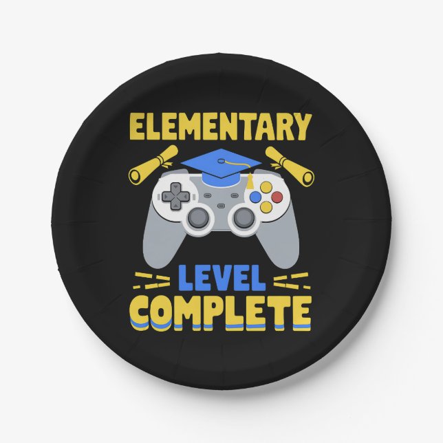 Assiettes En Carton Niveau élémentaire Complet Jeu Gamer Graduation (Devant)