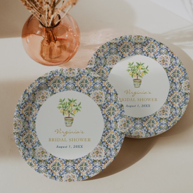 Assiettes En Carton Noce Italienne (Italian Lemon Bridal Shower Paper Plates by Painted Paperie
)