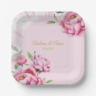 Assiettes En Carton Noces aux Pivoines