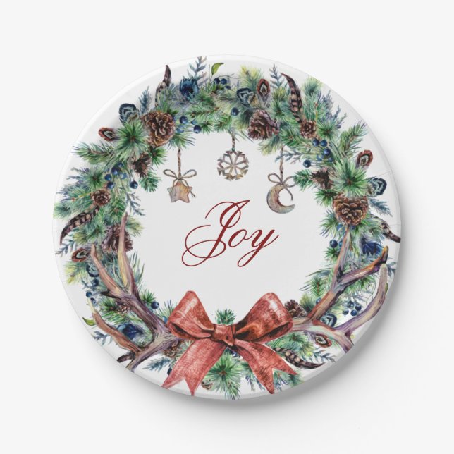 Assiettes En Carton Noël 2021 Joy Wreath Plate (Devant)
