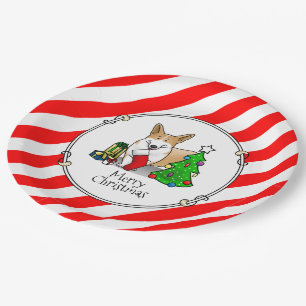 Assiettes En Carton Noël 2 Pembroke Welsh Corgi (rouge 1) Tree Cute