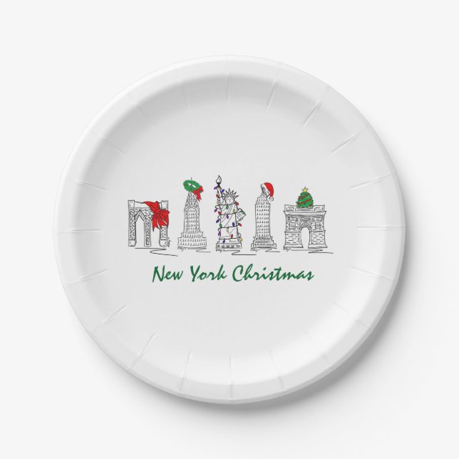 Assiettes En Carton Noël à New York (Devant)