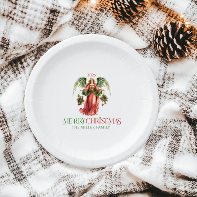 Assiettes En Carton Noël Angel Joyeux Noël Typographie (Créateur téléchargé)