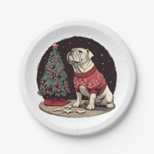 Assiettes En Carton Noël Anglais Chien de Noël Arbre