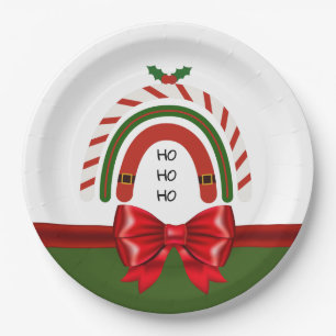 Assiettes En Carton Noël Arc-en-ciel laissez neiger