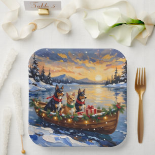 Assiettes En Carton Noël Bateau de vacances de Kelpie australien