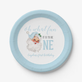 Assiettes En Carton Noël Blue Père Noël premier anniversaire