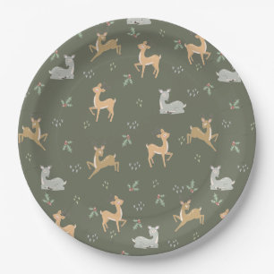 Assiettes En Carton Noël Cerf Motif sans couture