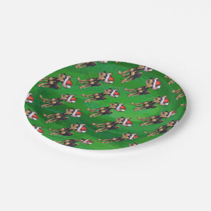 Assiettes En Carton Noël Chihuahua sur vert