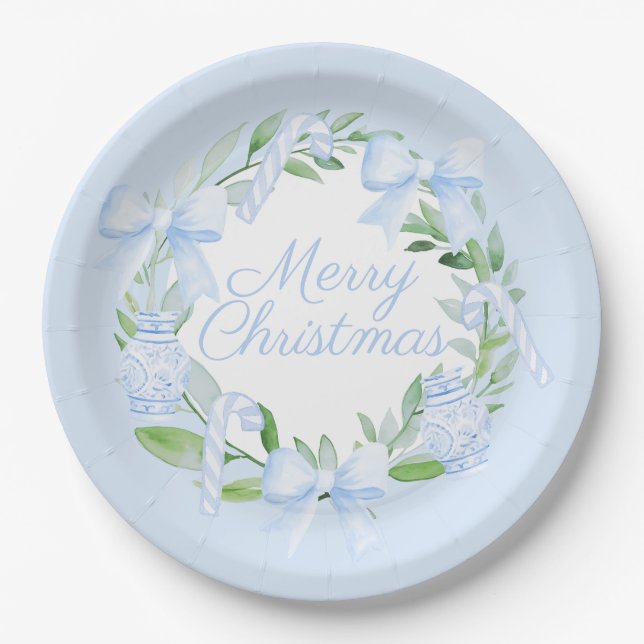 Assiettes En Carton Noël Chinoiserie Aquarelle Ginger Jar Wreath (Devant)