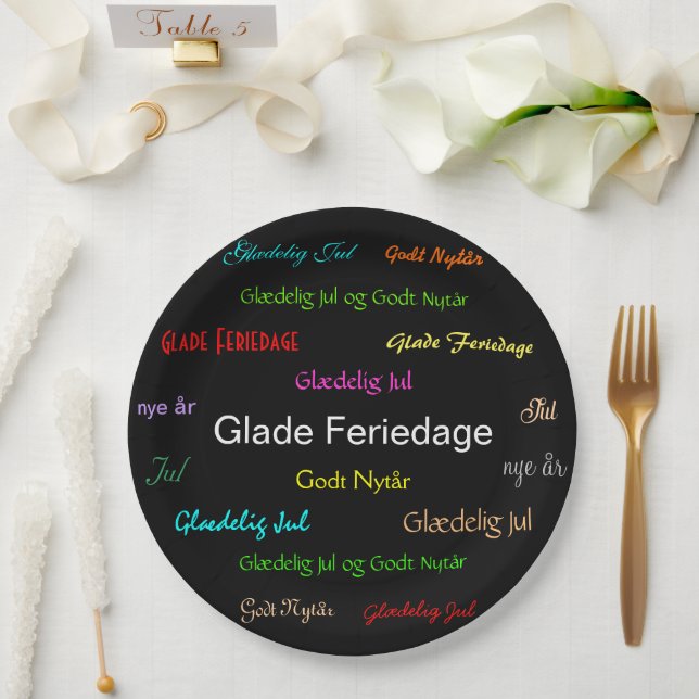Assiettes En Carton Noël Danois Glade Feriedage (Mariage)