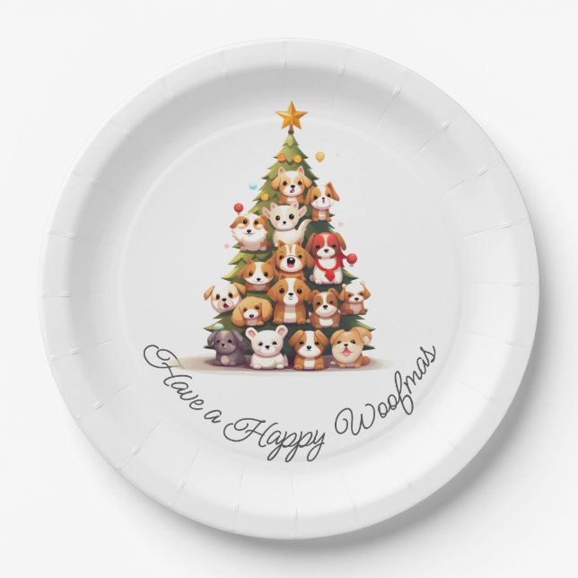 Assiettes En Carton Noël de chien simple (Devant)