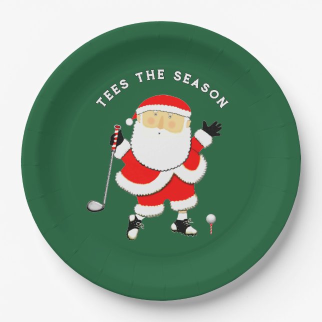 Assiettes En Carton Noël de golf (Devant)