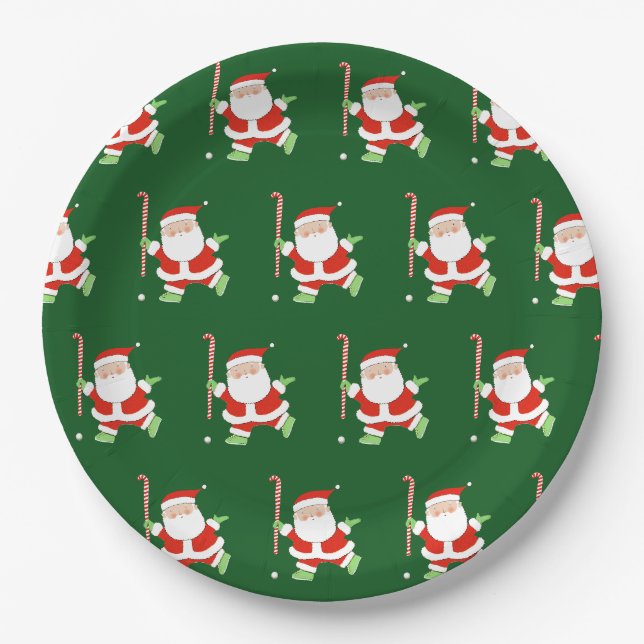 Assiettes En Carton Noël de hockey sur gazon (Devant)