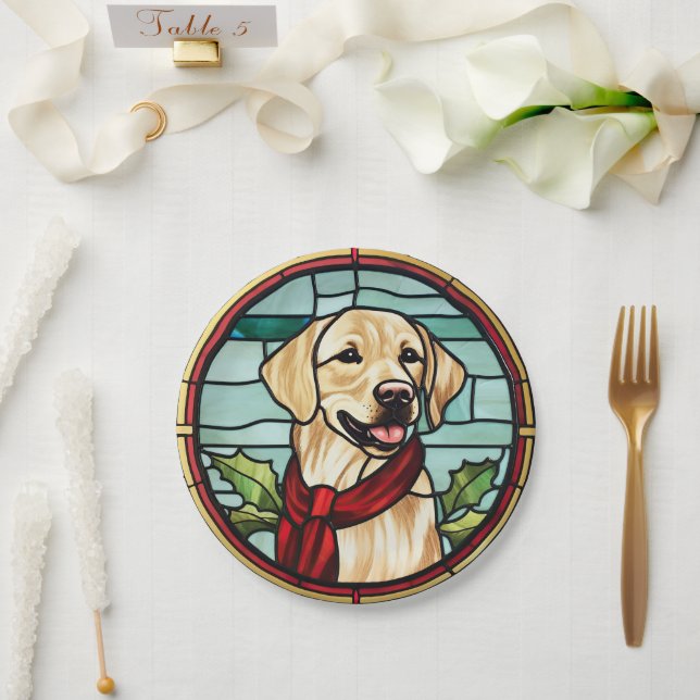 Assiettes En Carton Noël de la vitre du Labrador (Mariage)