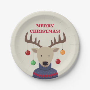 Assiettes En Carton Noël des cerfs