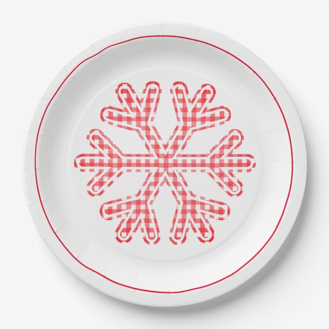 Assiettes En Carton Noël des Flammes de neige rouges (Devant)