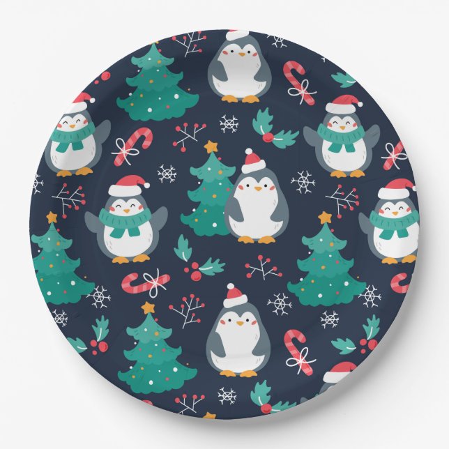 Assiettes En Carton Noël drôle (Devant)