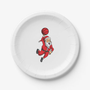 Assiettes En Carton Noël du basket-ball du Père Noël