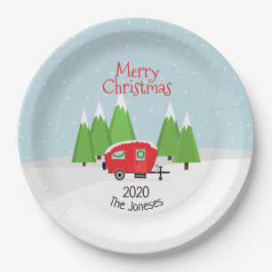 Assiettes En Carton Noël du Camper Retro