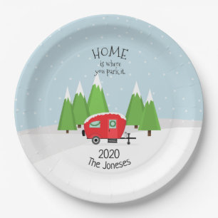 Assiettes En Carton Noël du Camper Retro