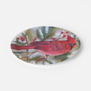 Assiettes En Carton Noël du cardinal rouge