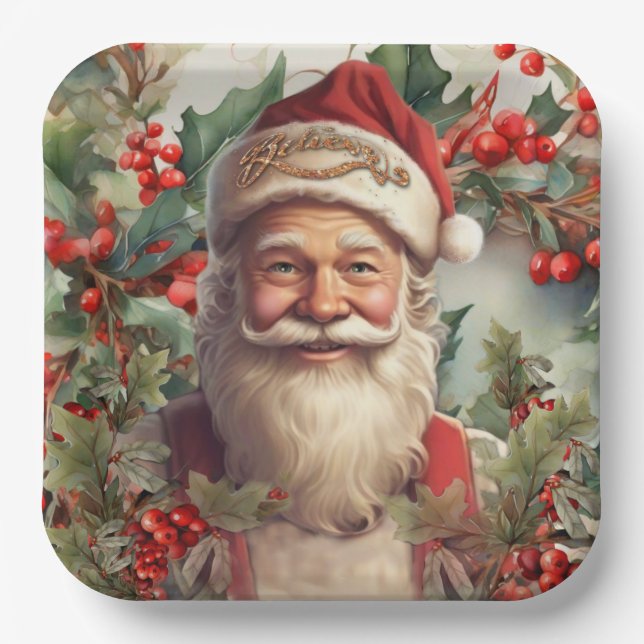 Assiettes En Carton Noël du Père Noël Saint Nicolas (Recto)