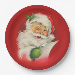 Assiettes En Carton Noël du Père Noël vintage