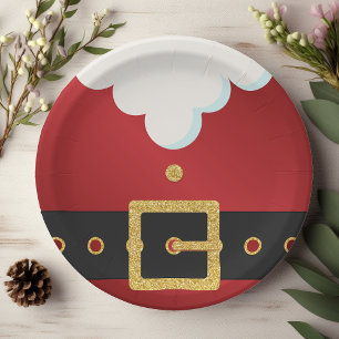 Assiettes En Carton Noël du ventre de père Noël