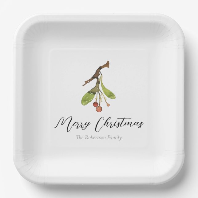 Assiettes En Carton Noël élégant de Mistletoe (Recto)