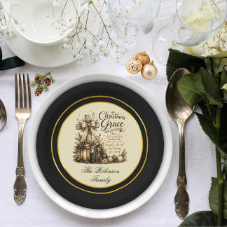 Assiettes En Carton Noël Élégant Noir Foi Chrétienne