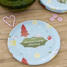 Assiettes En Carton Noël en juillet été BBQ Party Plaques papier