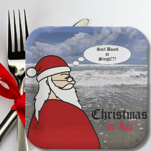 Assiettes En Carton Noël en juillet Surf Père Noël