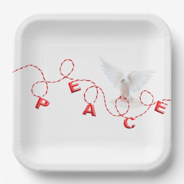 Assiettes En Carton Noël en paix avec White Dove (Recto)