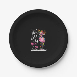 Assiettes En Carton Noël - Fa-La-La-Mingo Flamant rose avec Noël