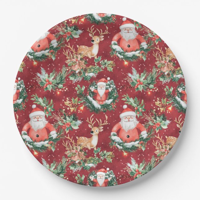 Assiettes En Carton Noël Festif Père Noël (Devant)