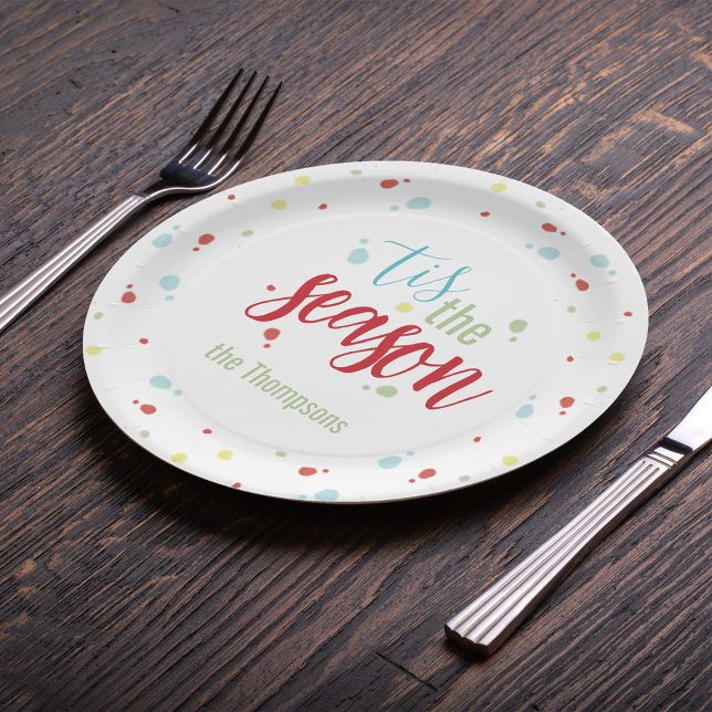 Assiettes En Carton Noël Festive simple Tis the Season (Tis the Season to be merry and host parties, with a custom paper plate. )