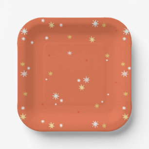 Assiettes En Carton Noël Gold Star Festive Moderne Vacances d'hiver