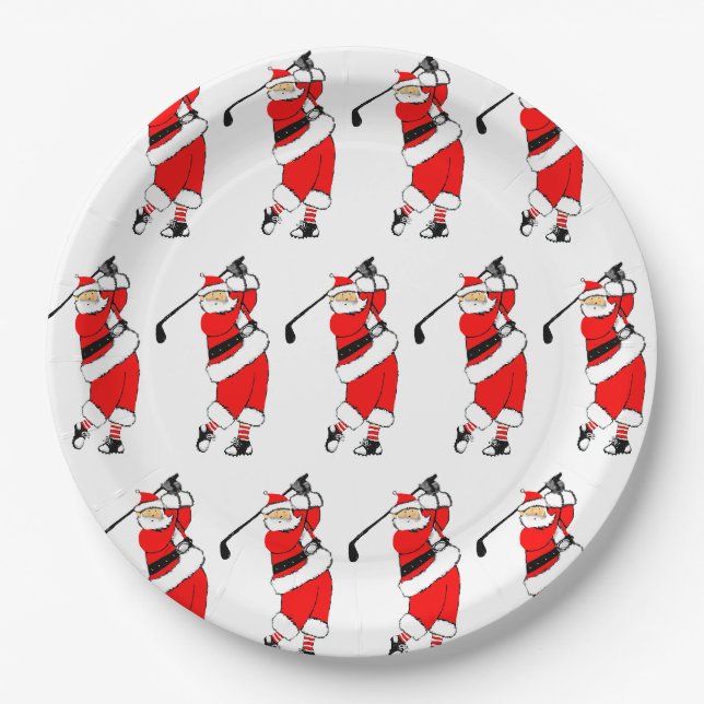 Assiettes En Carton Noël Golf Fête (Devant)