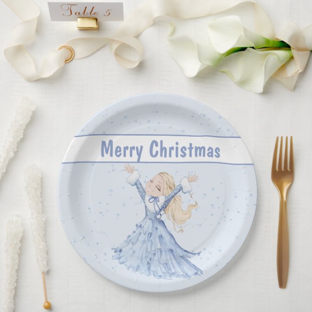 Assiettes En Carton Noël hiver Princesse Filles (Mariage)