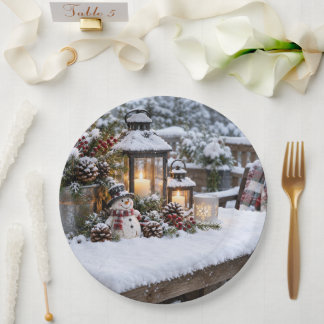 Assiettes En Carton Noël hivernal enneigé