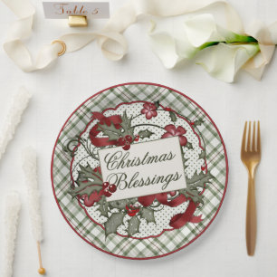 Assiettes En Carton Noël-Holly-CHRISTMAS-BÉNÉFICES-Plaque papier