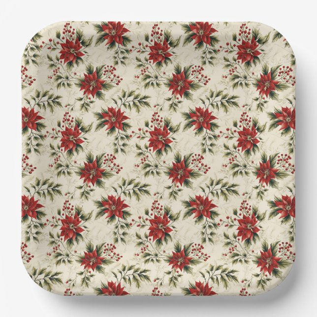 Assiettes En Carton Noël Holly et Ivy (Recto)