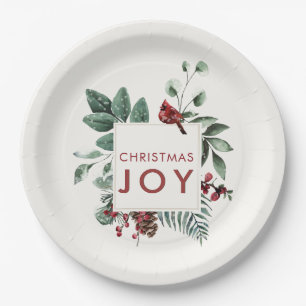 Assiettes En Carton Noël Joie Cardinal Bird Berries
