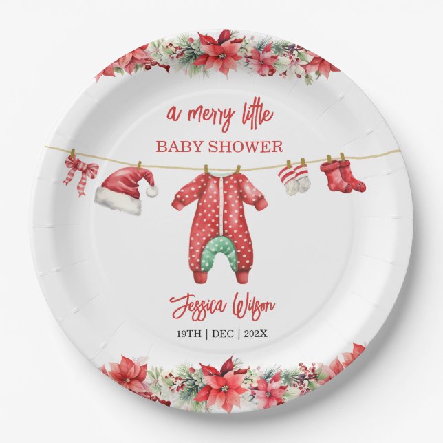 Assiettes En Carton Noël Joyeux petit Baby shower Hommes Neutre (Devant)