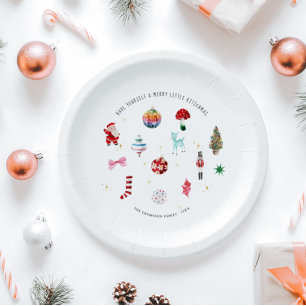Assiettes En Carton Noël kitsch   Fête de vacances Retro