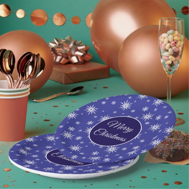 Assiettes En Carton Noël Motif neige (Multi)