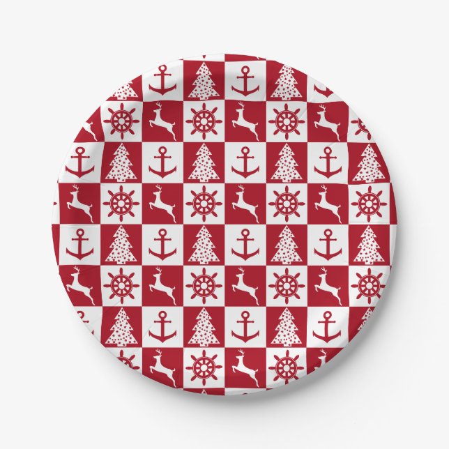 Assiettes En Carton Noël nautique (Devant)