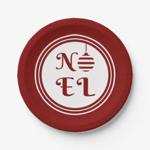 Assiettes En Carton NOEL Noël Fêtes Rouge et Blanc Personnaliser